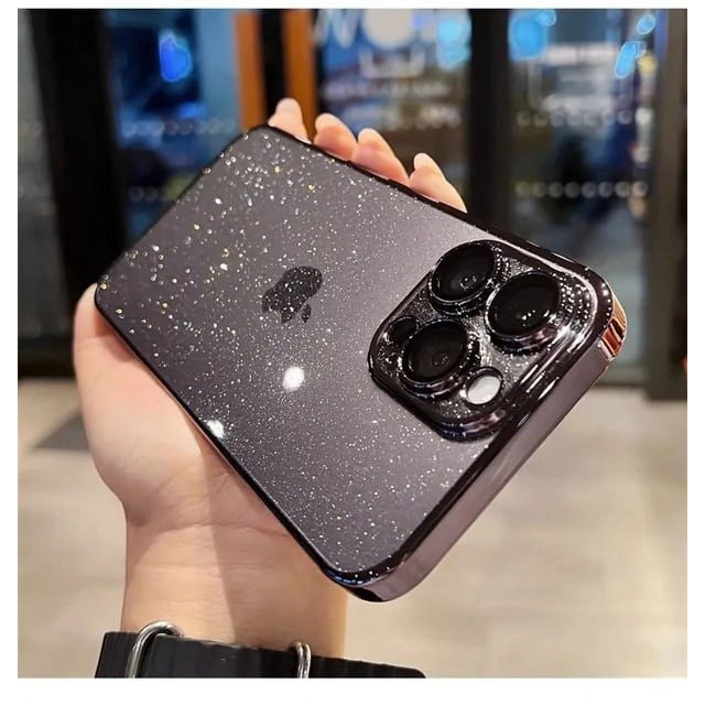 Luxury Electroplated Glitter Phone Case For IPhone 15 14 13 12 Pro Max Clear Transparent Shockproof Hard Back Protective Cover