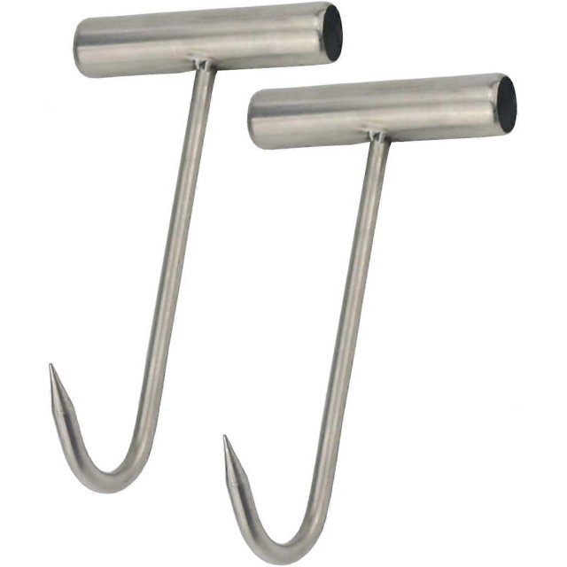 2pcs Stainless Steel T Hooks T-Handle Meat Boning Hook for Kitchen Butcher Shop Restaurant BBQ Tool