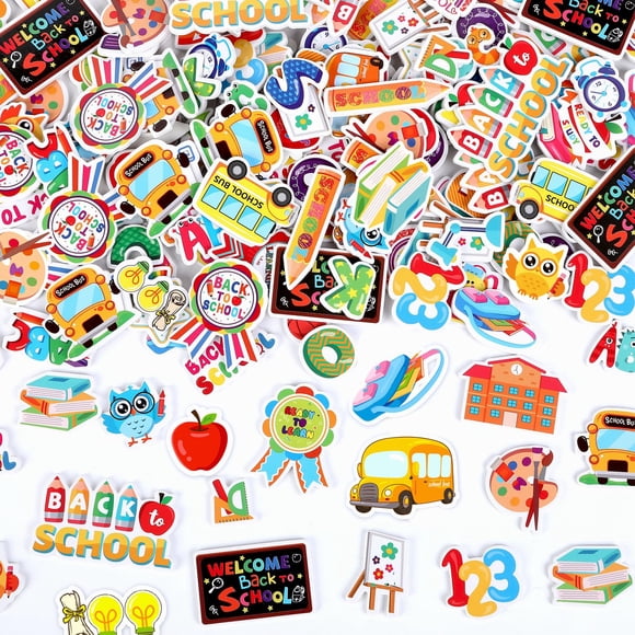 Pegatinas de espuma SEPGLITTER Back to School, 600 unidades, autoadhesivas