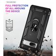 thumbnail image 5 of TJS for Google Pixel 7a Phone Case, with Tempered Glass Screen Protector, Impact Resistant Metal Ring Magnetic Support Kickstand Drop Protector Cover (Black), 5 of 7