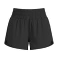 thumbnail image 6 of Girls High Waisted Athletic Shorts Quick Dry Dolphin Hem Running Shorts for Tween Girls Elastic Waistband Black,Size 4-5T, 6 of 8