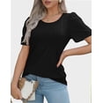 thumbnail image 4 of Scoop Neck Women Pleated Short Sleeve T Shirt Dressy Casual Summer Blouse Top, 4 of 5