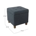 thumbnail image 3 of HomePop Square Transitional Wood and Fabric Storage Ottoman in Textured Navy, 3 of 11