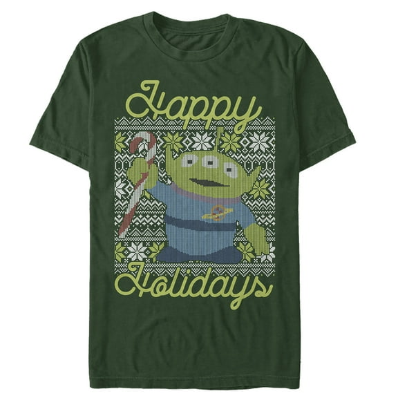Men's Toy Story Christmas Alien Holidays  Graphic Tee Dark Green Large