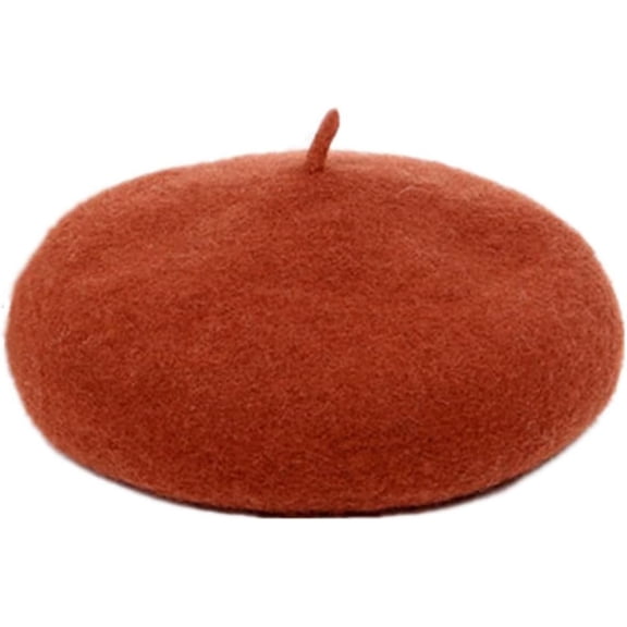 Wool Beret Hat for Women, Lightweight Warm Autumn Winter Accessory in Brown