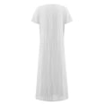 thumbnail image 5 of T-Shirt de Base Solide à Manches Courtes pour Femme, Col d'Été, Robe Midi Décontractée avec Poches, 5 of 5