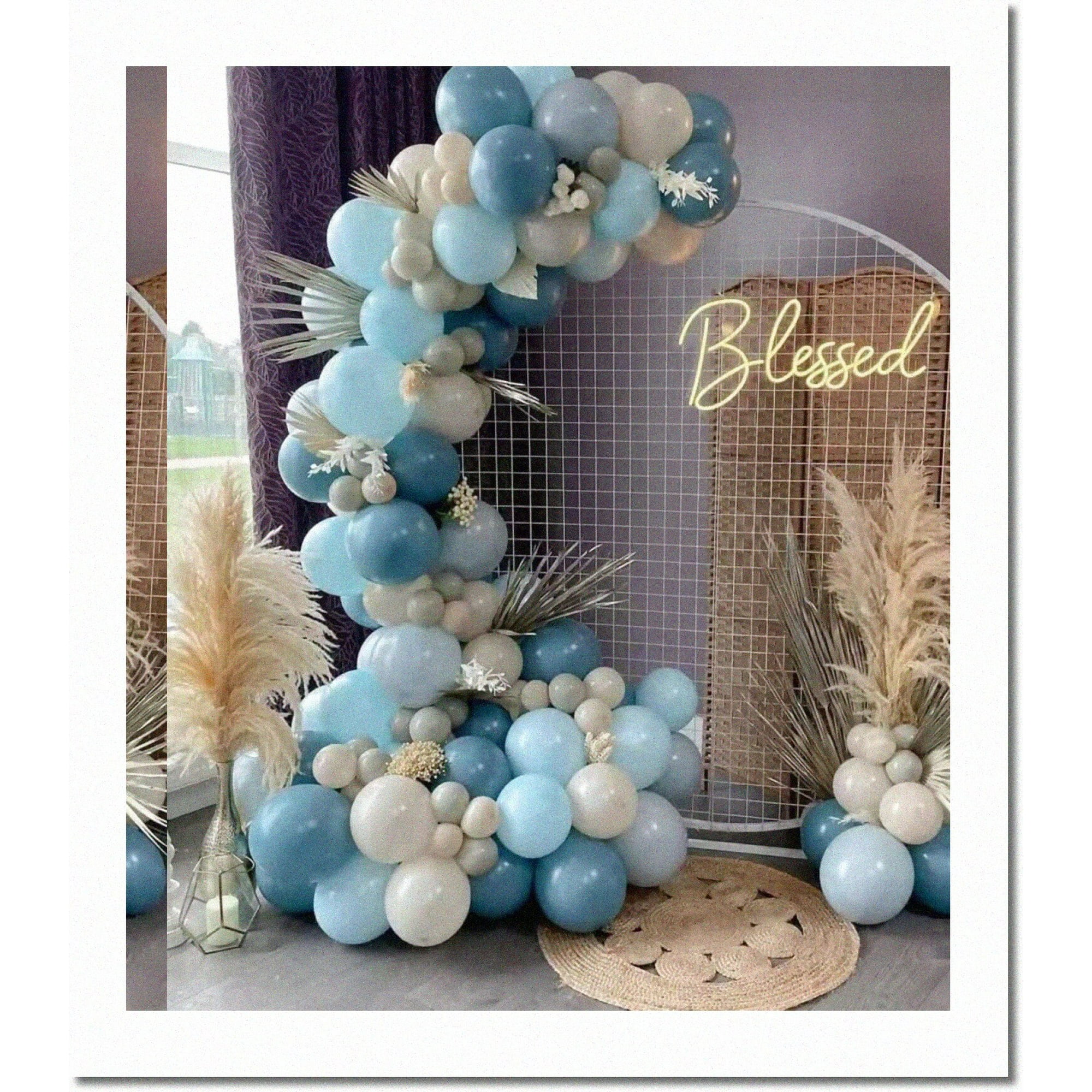 Dusty Blue Baby Shower Decorations Kit - Balloon Arch Garland With 4 Baby Boxes