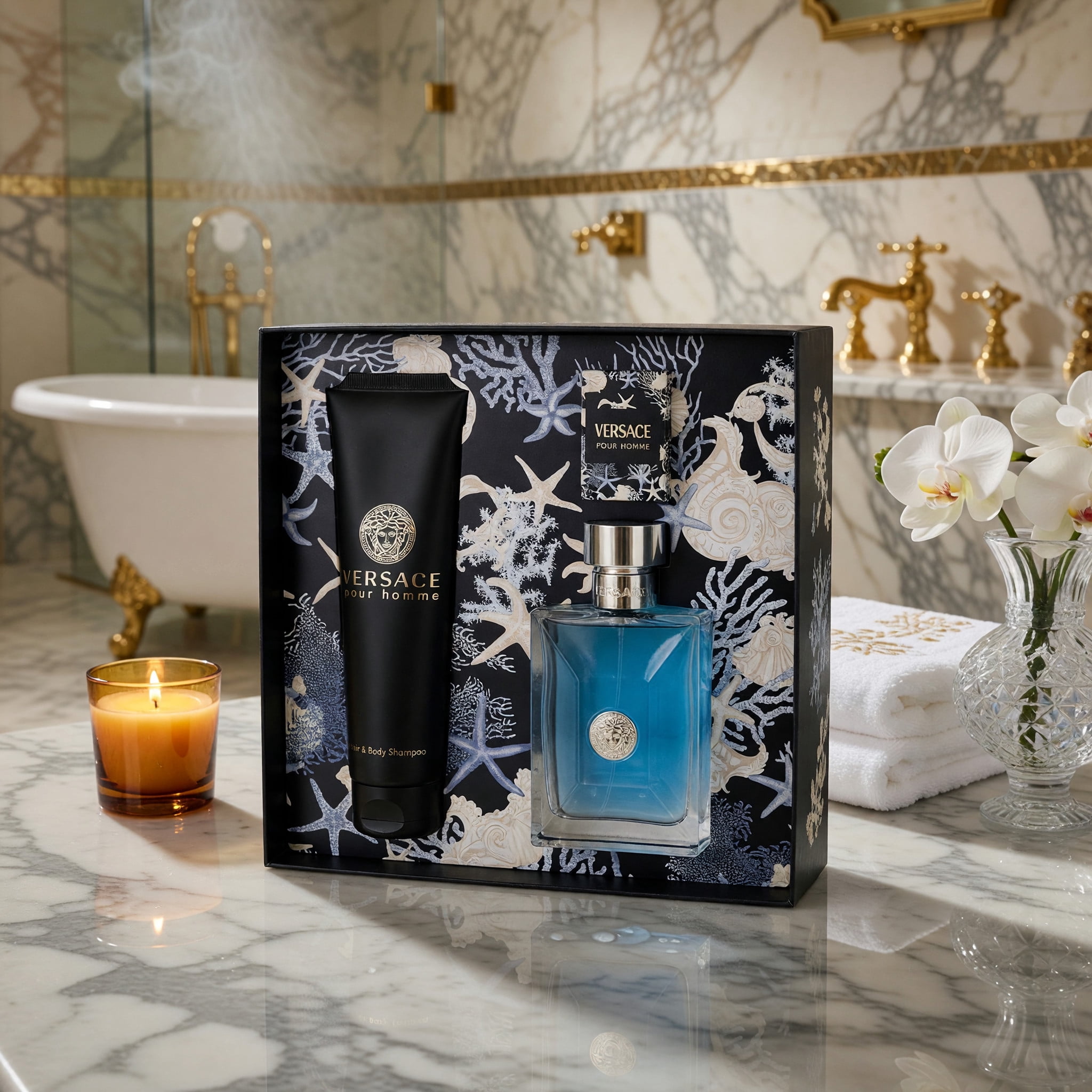 Versace, 3 Pc Gift Set, 3.4oz EDT Spray, 5oz Bath and Shower Gel