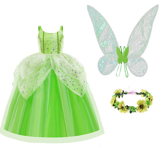 Ropa de niña, Hada de las flores, campanilla, disfraz de princesa para niños, disfraz de campanita con alas, disfraz de princesa de Halloween, Dres4-5T de fiesta Gao Jinjia LED