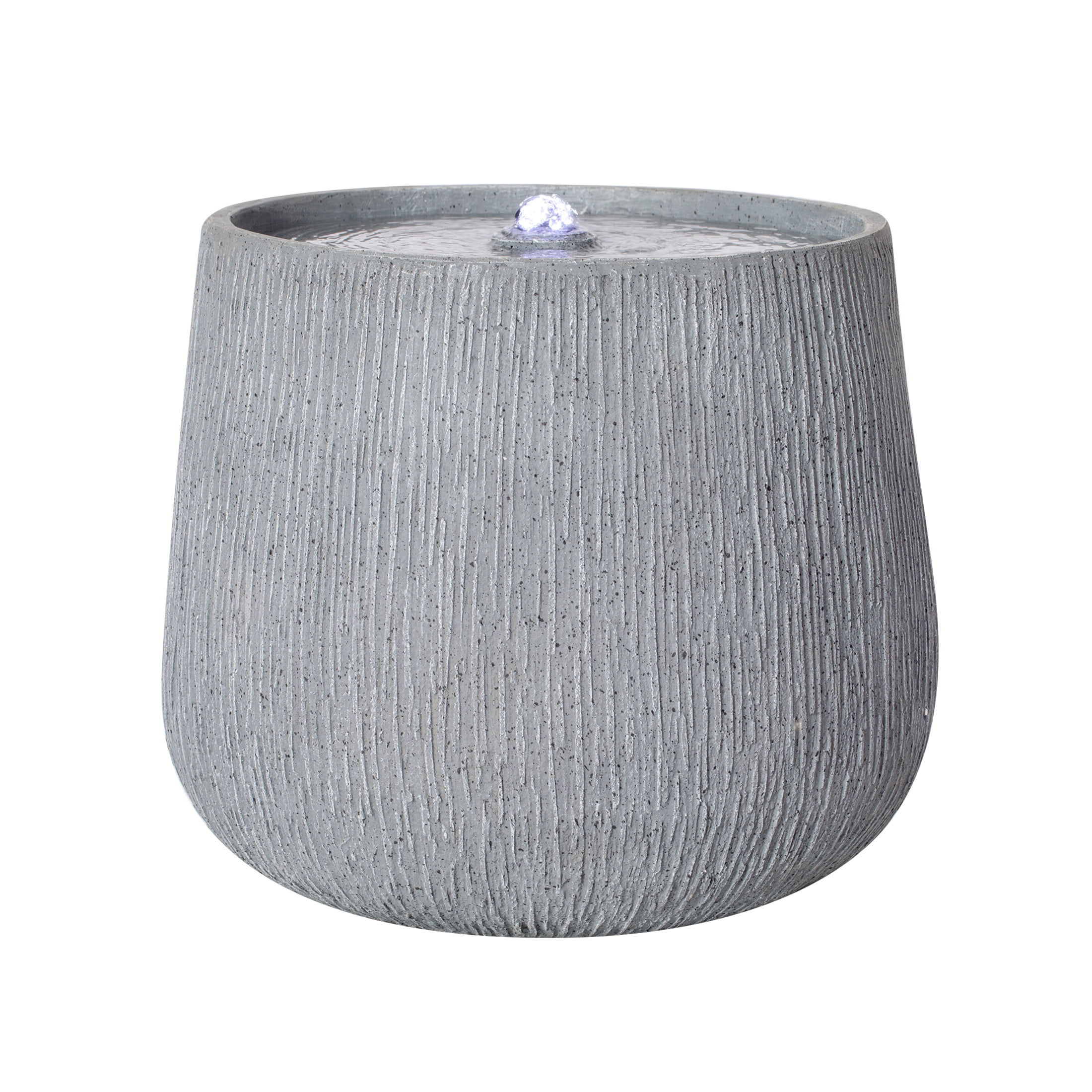 Christopher Knight Home 12.99" Outdoor Bowl-Shaped Water Fountain with LED Light, Gray