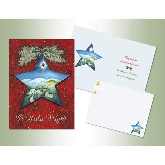 LPG Greetings Holy Night Star Box of 12 Religious Christmas Cards