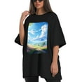 thumbnail image 4 of Plus Size Shirt for Women Black Tops for Women Short Sleeves Shirt for Women Landscape3 T Shirt Crewneck Shirt for Women 5XL, 4 of 5