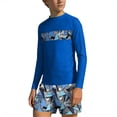 thumbnail image 2 of Bathing Suits for Teens Rash Guard Swimsuits Set for Boys Hawaiian Print Long Sleeve Swim Shirt with Swim Trunks Vacation Modest Two Piece Swim Set for 3-14Years, 2 of 7