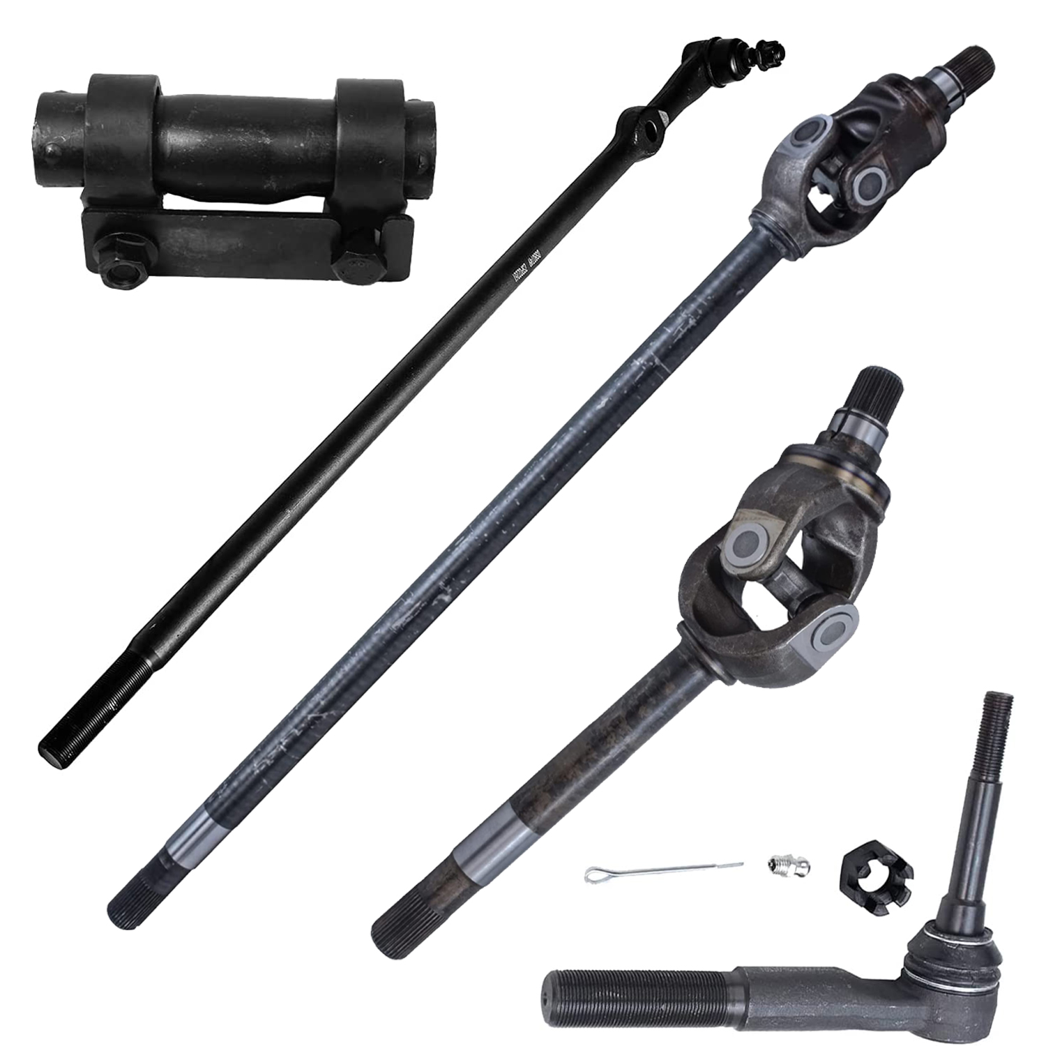 Detroit Axle - 4WD Front 11pc Suspension Kit for 2005-2014 Ford F-250 F-350 Super Duty, CV Axle Shafts, Lower & Upper Ball Joints, Outer Tie Rods, Drag Link Replacement