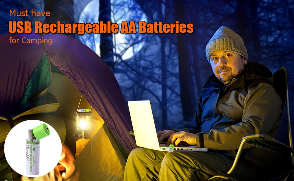 BooTaa Rechargeable Electric Batteries, 4 Pack AA Batteries, Rechargeable AA Batteries High Capacity with USB Charging Port, 1.2V 1450mAh NiMH Long Lasting Double A Batteries for Electronics, Toy Cars