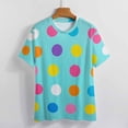 thumbnail image 4 of Colorful Dots T-Shirt O Neck Retro Print Big Size T-Shirts Short Sleeve Tees Womens Pretty Design, 4 of 5