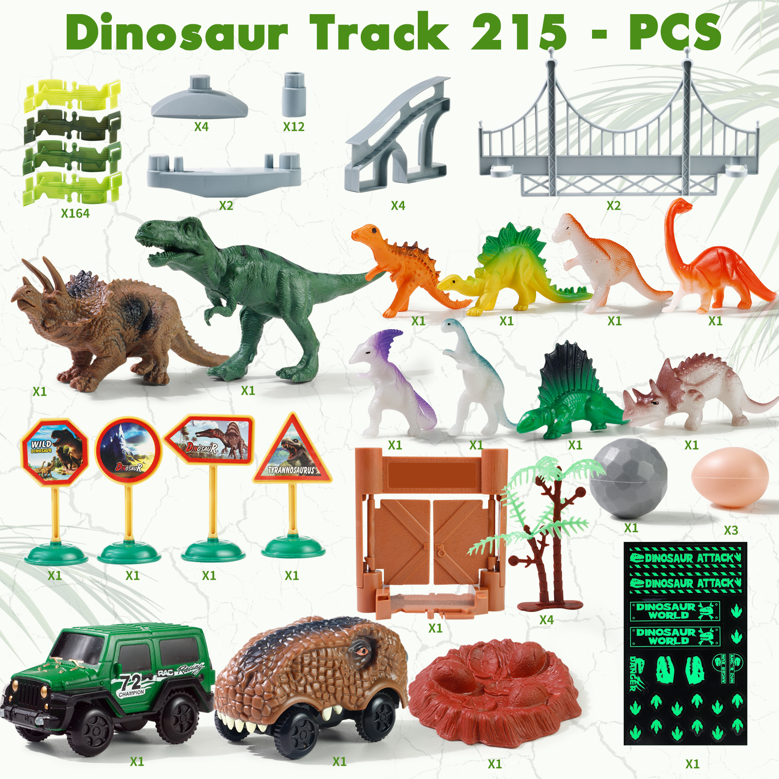 NETNEW Dinosaur Race Car Track with Glow-in-the-Dark photo 7