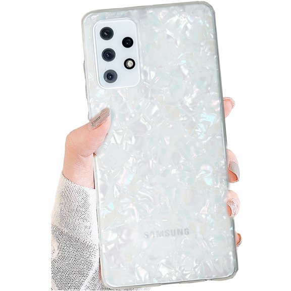 For Samsung Galaxy A72 5G Luxury Transparent Shiny Marble Conch Pearly Patterned Clear Slim Soft TPU Protective Back Phone Case Cover For Galaxy A72 10 6.7 inch