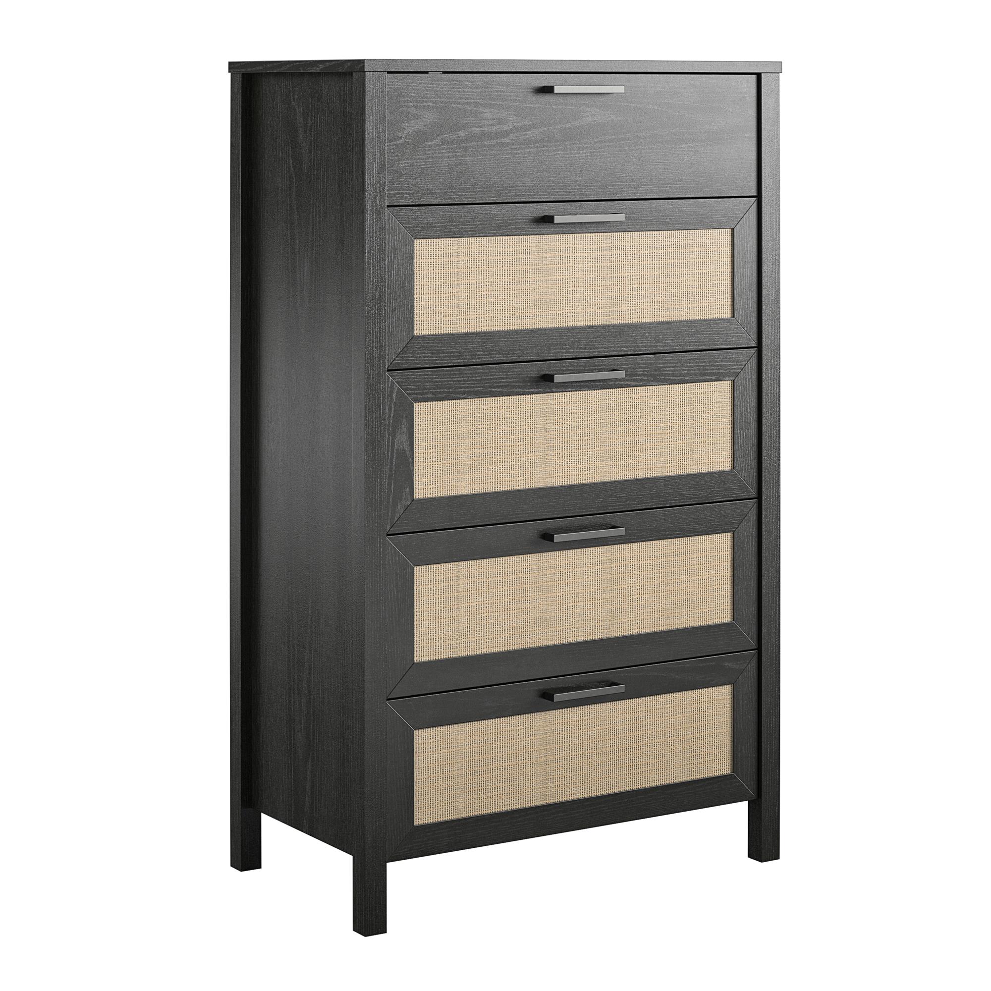 Ameriwood Home Wimberly 5-Drawer Dresser, Black Oak with Faux Rattan - image 4 of 14