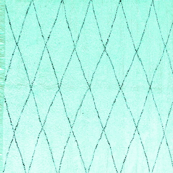 Ahgly Company Indoor Square Solid Turquoise Blue Modern Area Rugs, 7' Square