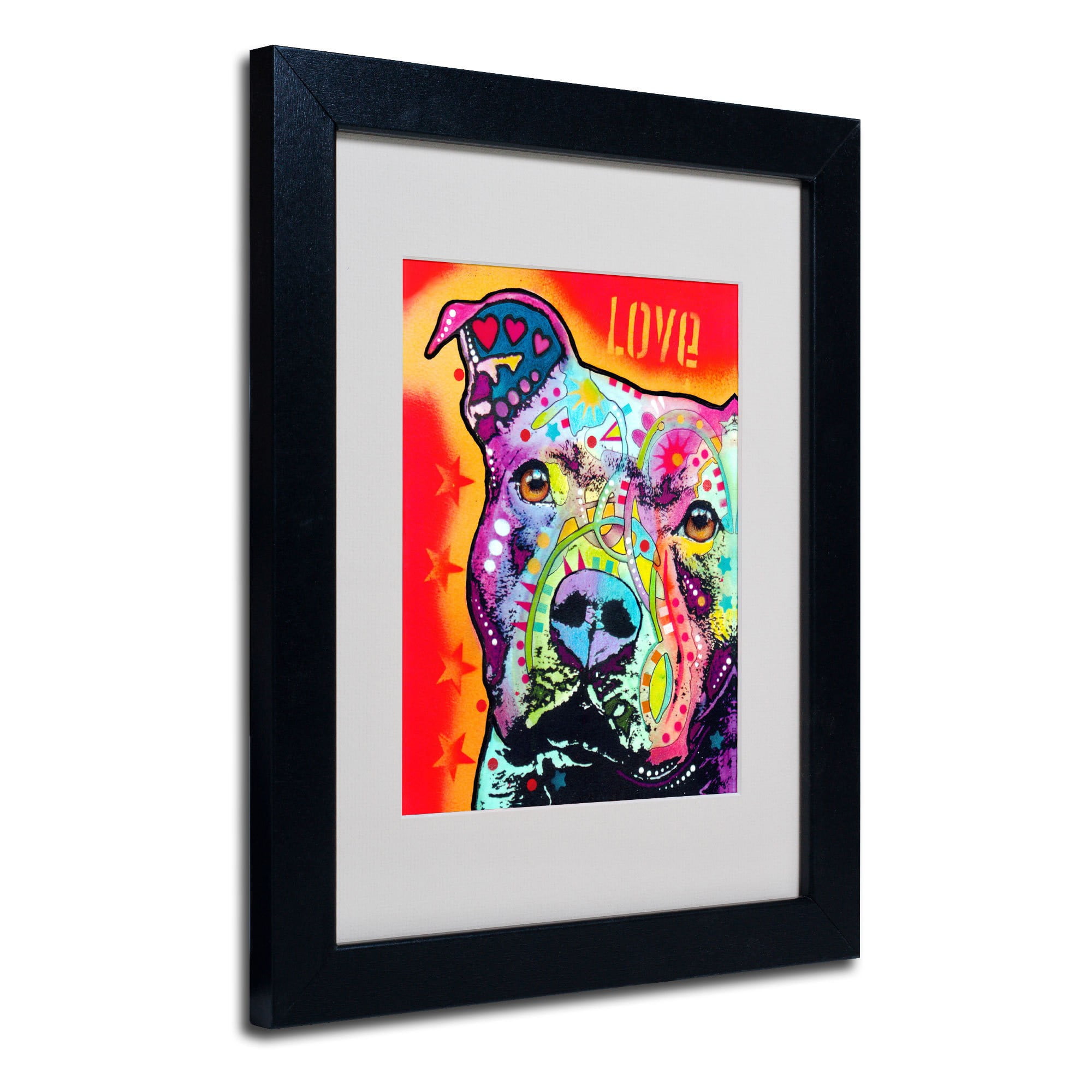 Matted art under acrylic in a black frame