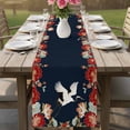 thumbnail image 4 of Navy Blue Crane Table Runner - 72 Inch Long Vintage Red Teal Spring Floral Botanical Cotton and Linen Blended Dress Scarves Farmhouse Table Runner for Kitchen Dining, Coffee Table, 13" x 72", 4 of 8