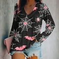 thumbnail image 2 of Womens Long Sleeve Shirts Fashion Halloween Printed Loose Blouses Fall Casual V-Neck Pullover Halloween Holiday Costume TShirt Tops, 2 of 5