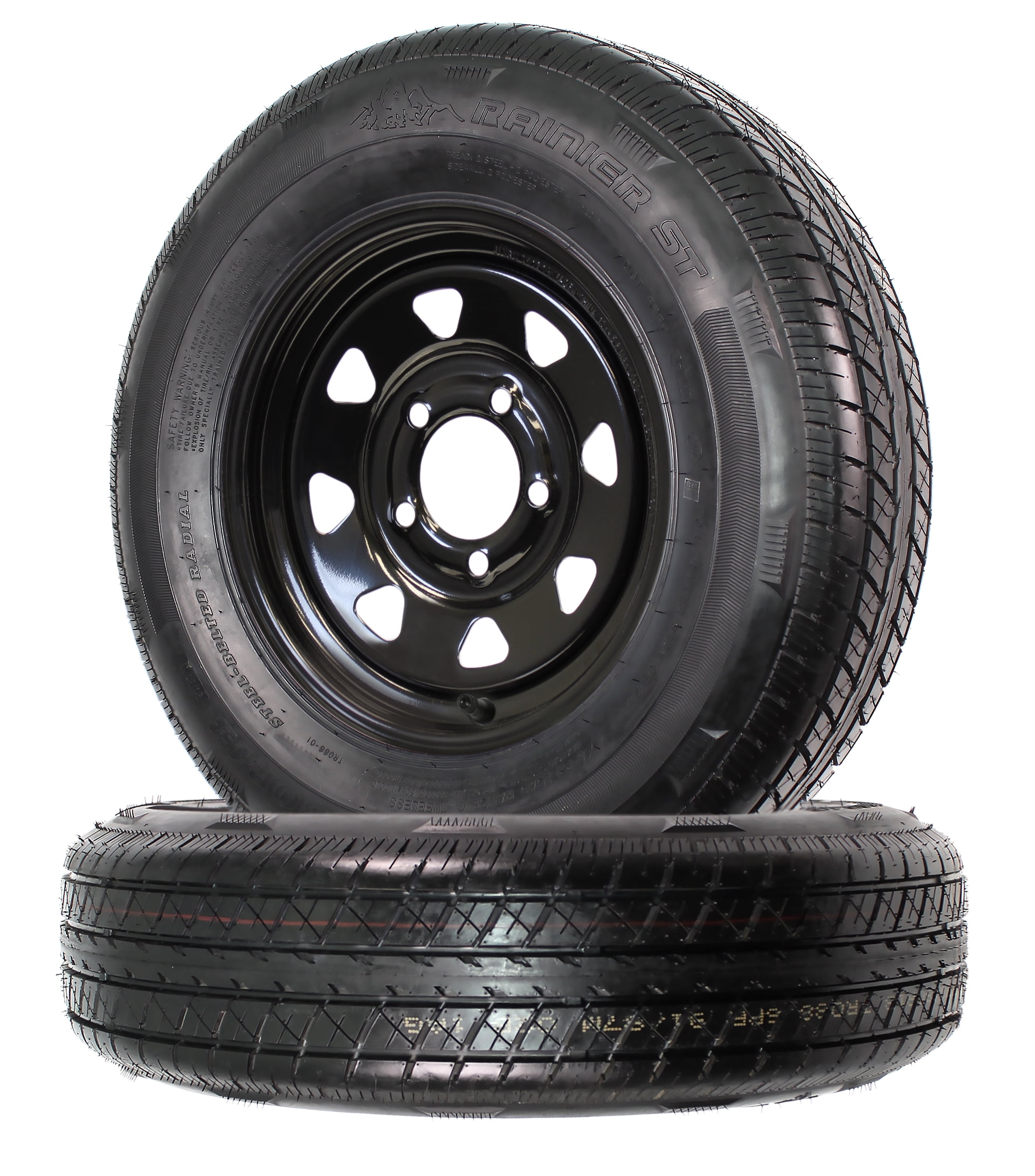 4pc Trailer Tire & Rim ST175/80D13 175/80 D 13 LRC 5 Hole Black Spoke