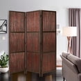 thumbnail image 3 of Modern 3 Panel Savannah Screen Room Divider With Brown Solid Bamboo Strips & Hardwood Frame, 3 of 4