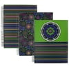 3PK Fashion 3 Subject Notebook Spiral w/ 120 Sheets of Wide Ruled WHT Paper w/Paper with Poly Dividers/Inside Pocket - Set Includes: Stripes, Funky Floral and Floral Stripes Style Poly Covers
