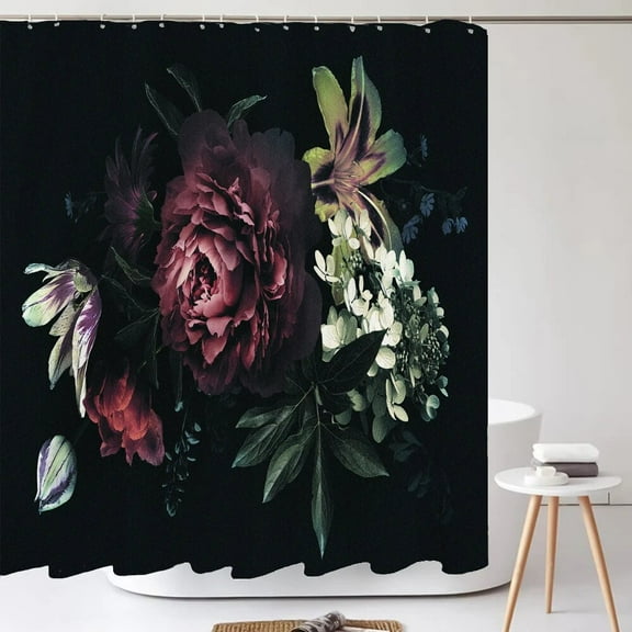 High Quality Beautiful Flowers Fabric Shower Curtain Waterproof Floral Bath Curtains for Bathroom Decorate with 12