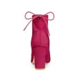 thumbnail image 4 of Unique Bargains Women's Pull on Drawstring Block Heel Ankle Boots Hot Pink (Size 9), 4 of 8