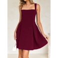 thumbnail image 6 of Gdvsclr Womens 2025 Mini Sleeveless Dress Backless Tie Square Neck Short Party Dress Wine Red L, 6 of 8
