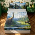 thumbnail image 2 of meiyoeat Kawaii Dinosaur Animal Zipper Twin Comforter Sets with Fitted Sheet and 2 Pillowcases for Girls Boys Teens, Nature Wildlife Zipper Bedding Set, Grey Reversible, 4 Pieces, 2 of 7