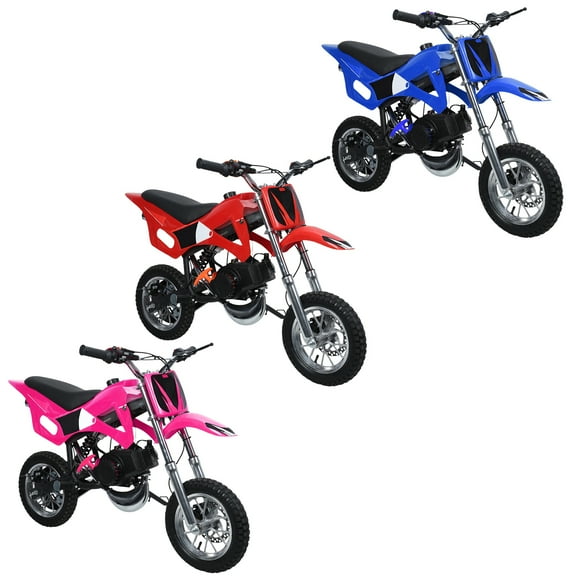 49cc Mini Dirt Bike for Beginners, Gas Powered Off-Road Motorcycle with Pull Start, Disc Brakes & Shock Absorption, 2-Stroke Engine, Lightweight 41" Mini Motorcycle for Teens & Outdoor Riding, Blue