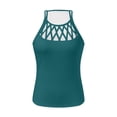 thumbnail image 5 of GILIGEGE 2 Piece Sets for Women Casual Fashion Set Women's Shorts Set Sleeveless Vest Top Suit Shorts Two Set Print Basic Tank Top & Shorts Set with Belt Features: Summer Sets Green M, 5 of 6