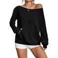 thumbnail image 2 of Off Shoulder Sweatshirt Women Casual Drop Should Sweatshirt Oversized Long Sleeve Pullover Tops, 2 of 8