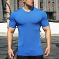 thumbnail image 2 of ShomPort Mens Short Sleeve Tight Tops Solid Color Round Neck Shirts Gym Athletic T Shirt, 2 of 7