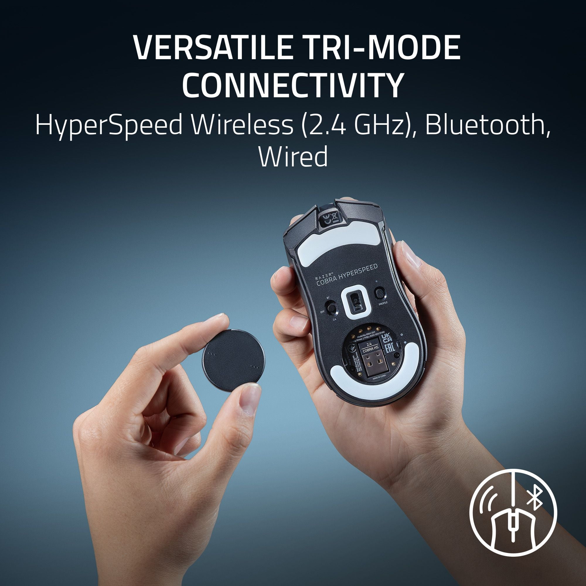 Razer Cobra HyperSpeed - Lightweight Customizable Wireless PC Gaming Mouse, 2.4Ghz, Bluetooth, 62g, Black