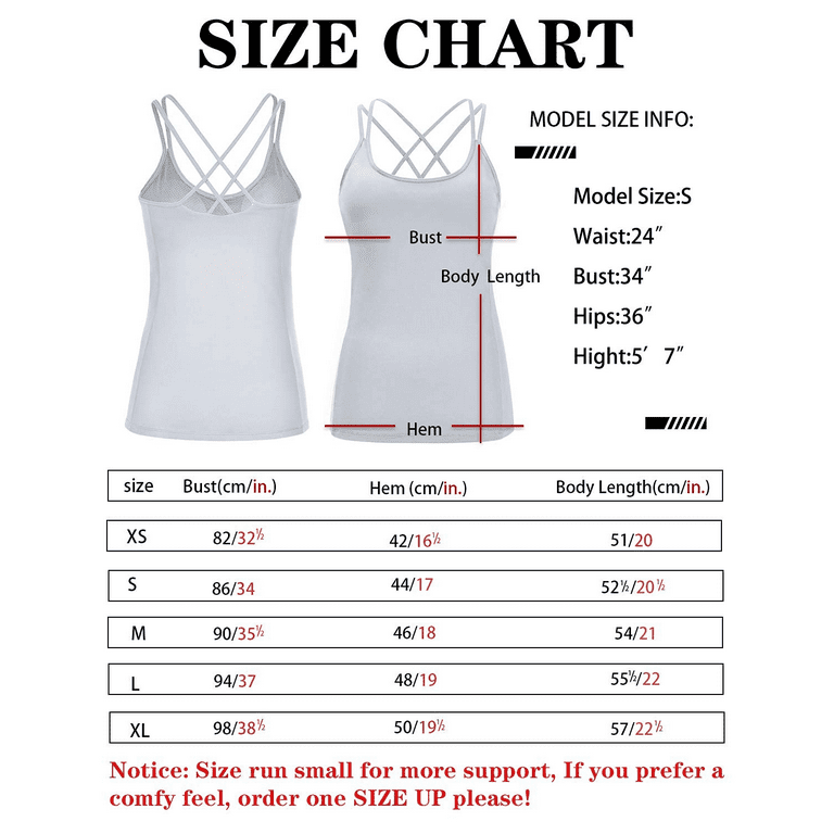 RUNNING GIRL Women's Spaghetti Strap Workout Tank Tops with Built in Bra  Sports Camisole Compression Long Length