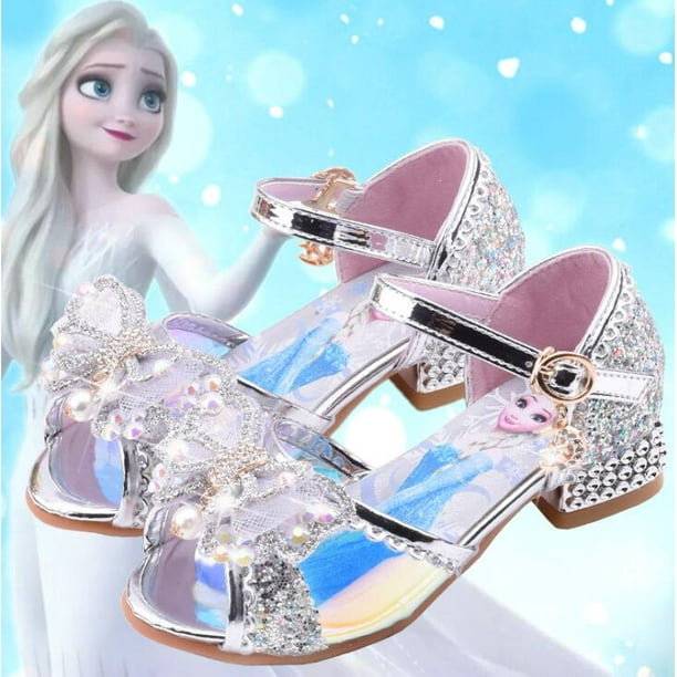Zapatos De Princesa Elsa Para Niña – Tacón De 3 Cm – Antideslizantes – Cierre Hebilla – Ideal Para Bodas Y Disfraces