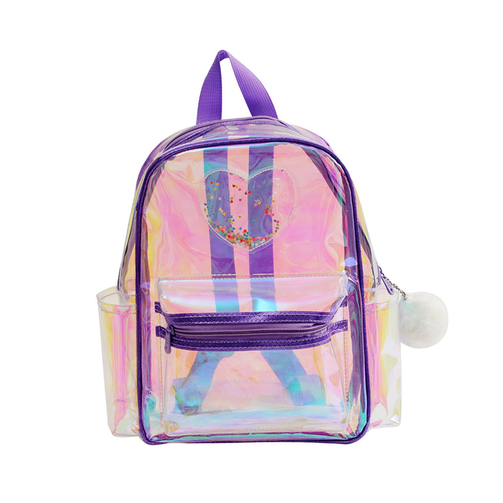 Clear Backpack Heart Pattern Girls Teenage School Book Bag Stationery Cute Colorful Fashion