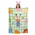 thumbnail image 2 of Throw Blanket Fleece Throw Blanket 50x80in, Cartoon Easter Bunny Soft Lightweight Bed Blankets Abstract Eggs on Green Plaid Fuzzy Couch Blankets for All Season, 2 of 9