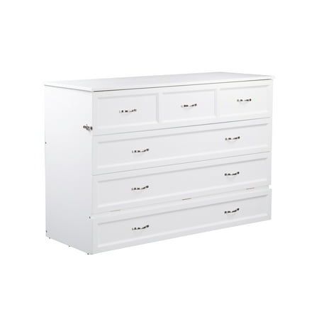 Deerfield Murphy Bed Chest Queen White with Charging (Best Rated Murphy Beds)