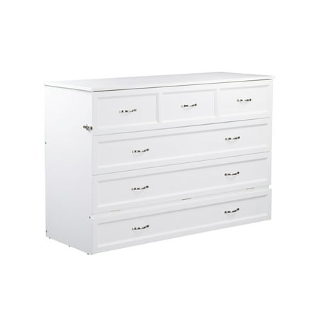 Deerfield Murphy Bed Chest Queen White with Charging (Best Murphy Bed Hardware)