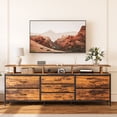 thumbnail image 2 of GUNAITO TV Stand with Adjustable Mount for TV up to 75", Big TV Stand for Living Room with 7 Fabric Drawers , Rustic Brown, 2 of 8