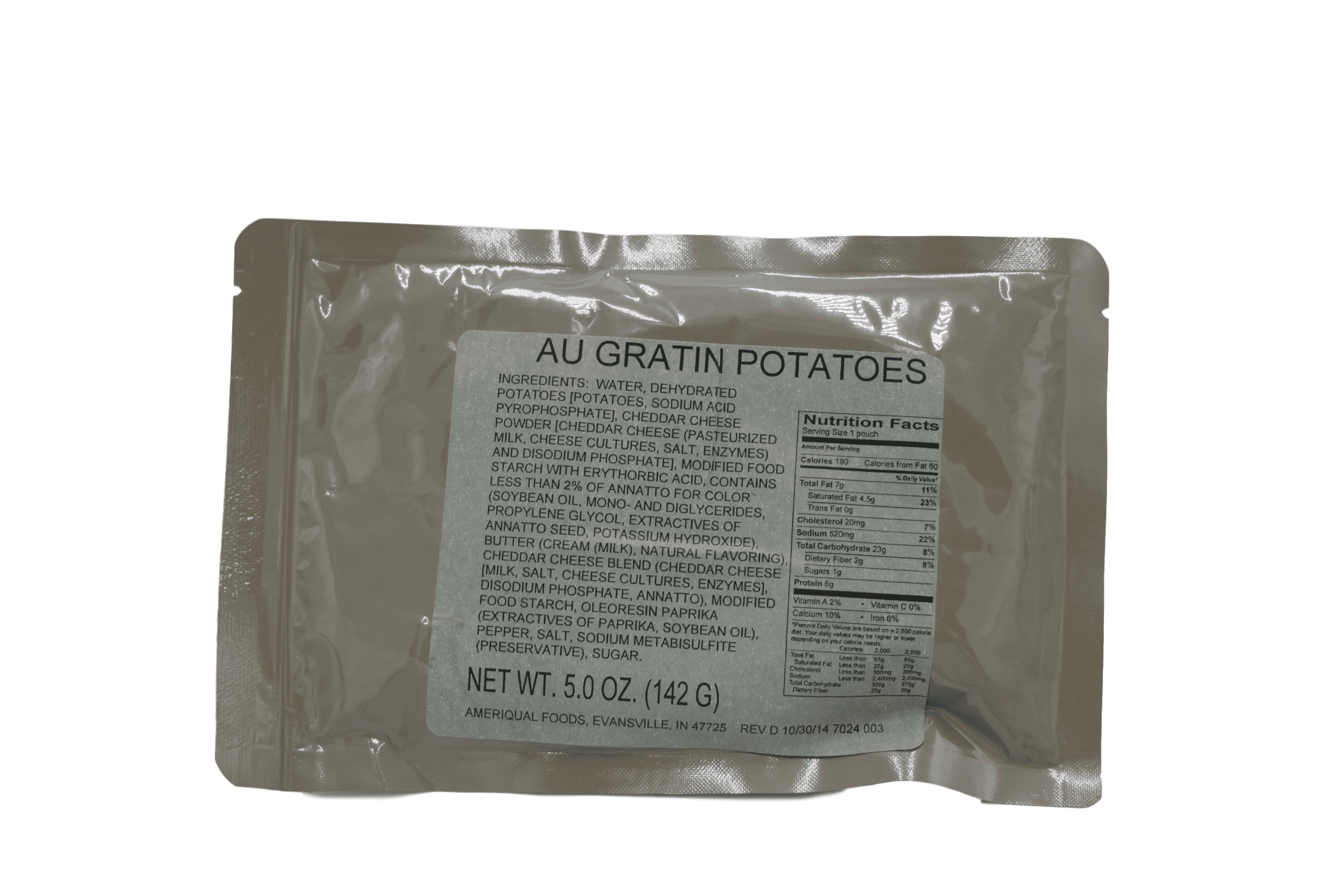 Au Gratin Potatoes MRE Entree Emergency Survival Food Ready to Eat Meal