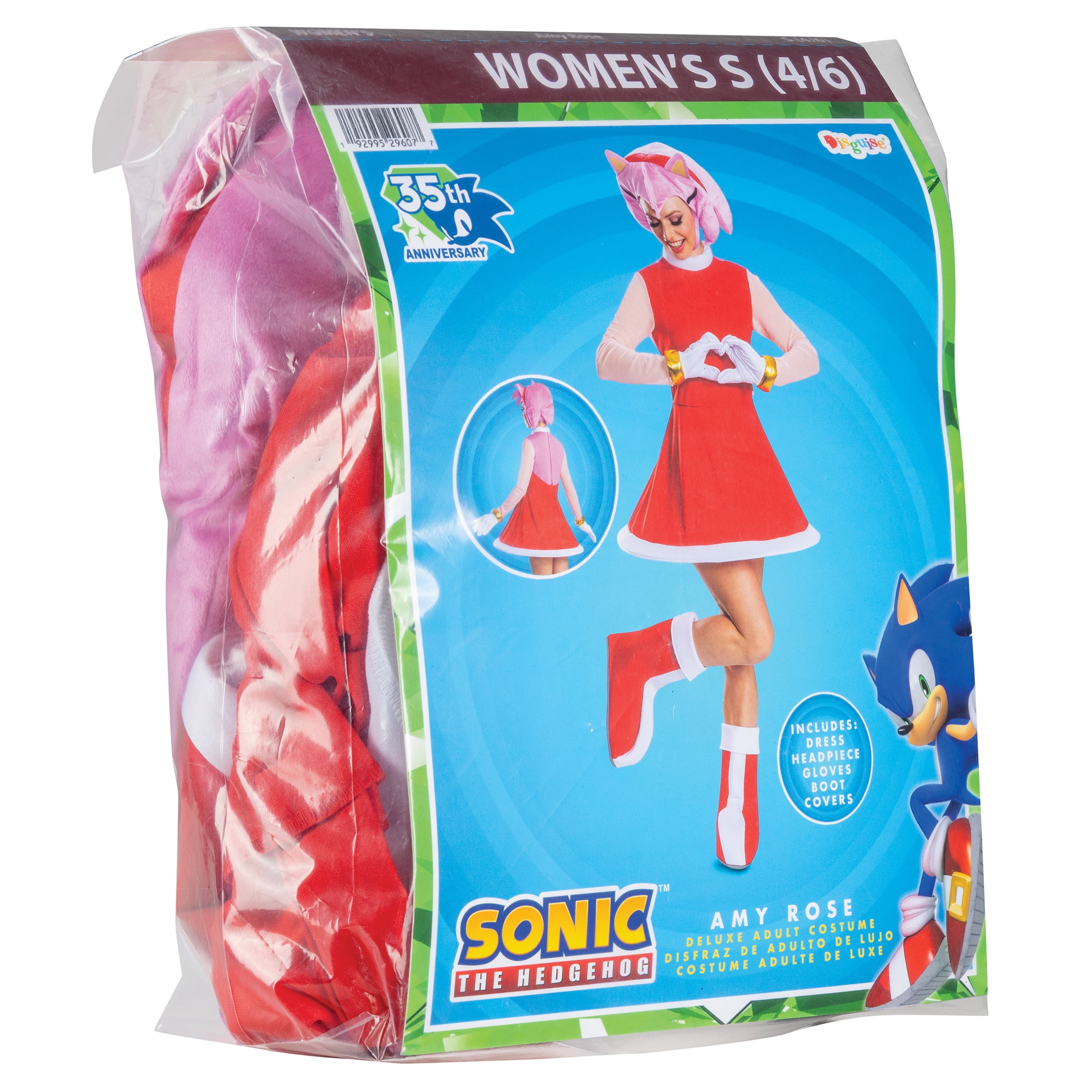 Sega Sonic The Hedgehog Amy Rose Halloween Costume for Adults, Womens Size S (4/6), by Disguise