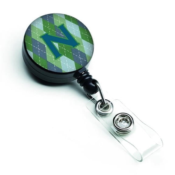 Carolines Treasures CJ1020-NBR Initial N Monogram Blue Argoyle Retractable Badge Reel