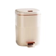 thumbnail image 3 of Contenedor de basura con pedal, bote de basura rectangular, bote de basura para baño Dorado Blanco 15L, 3 of 9